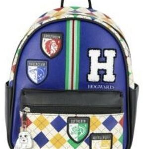 Blue Kids Mini Backpack with Letter H and Patch Accents